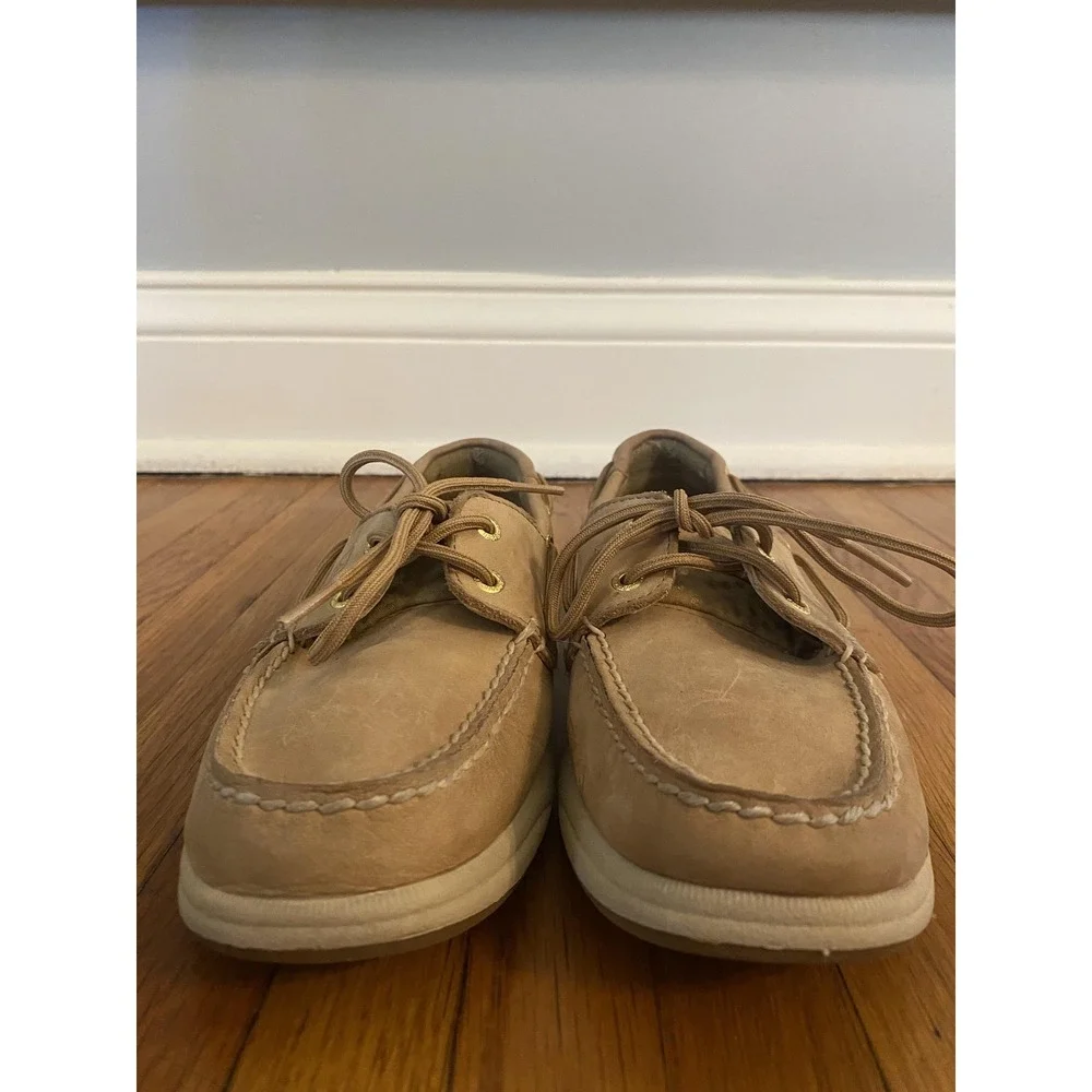 Sperry Top-Sider Shoes Womens Size 6 Tan Leather Boat Mesh Moc Toe STS92460